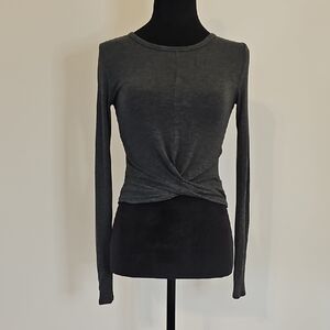 ALO Yoga Charcoal Long Sleeve Front Top